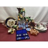 Hornsea 'Fauna' pottery including vases, jugs, basket, a collection of Wedgwood Jasperware, a set of