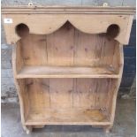 Victorian pine two tier wall rack, W68cm D18cm H92cm