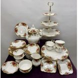 Royal Albert 'Old Country Roses' tea set including three tier cake stand, teapot, teacups, saucers