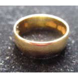 Hallmarked 22ct yellow gold wedding band by W.W.LD, 22, London, 1960, size L, 3.6g