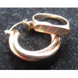 Hallmarked 9ct yellow gold ring with two-tone mount, (marks rubbed), Sheffield, 1984, 375, Size N