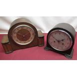 Enfield arched top mantel clock, Bakelite case with silvered Roman dial, twin train movement