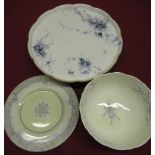 Late c19th Royal Worcester blue and white tazza with floral printed decoration, a Royal Worcester