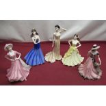 Five Coalport figures to include Grace, Katie, Thinking of You, Good Luck and My Love (5)