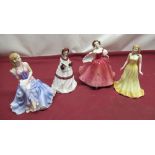 Royal Doulton figurine 'Thinking of You' HN5144, 'First Waltz' HN5093, 'October Opal' HN4979 and '