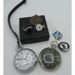 Ingersoll chrome plated pin palette pocket watch, Roxedo chrome plated military style pocket