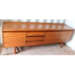 c 1970s retro teak sideboard with curved back, probably by White & Newton Ltd W208cm H66cm D46cm