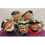 Collection of Royal Doulton character jugs including 'Pearly Queen' D6759, 'Pearly King' D6760, '