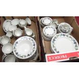Comprehensive 82 piece Royal Doulton Burgundy pattern tea, coffee and dinner service (2 boxes)