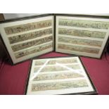 Set of three C19th Hunting prints depicting a series of scenes from a Hunting narrative numbered,