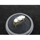 18ct yellow gold sapphire and CZ ring, size N, gross 3.5g