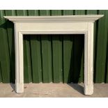 Georgian style white painted wooden fire surround with dentil cornice, W157.5cm, H129.5cm,