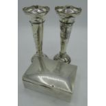 Matched pair of Geo.V hallmarked Sterling silver flower vases by Henry Williamson Ltd, Birmingham,