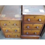 Two late Victorian mahogany three drawer pedestals (2)