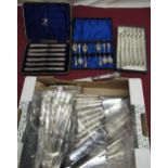 Collection of EPNS and silver plated cutlery sets, including Kings pattern, cased sets and other