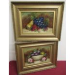 E. Chester (Early 20th C): Pair of still life studies of fruit and flowers, oils on board, signed,
