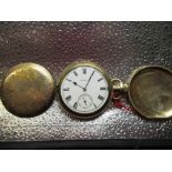 Elgin, Rolled Gold Hunter cased keyless pocket watch. Engraved Keystone case with hinged case back