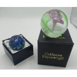 Boxed Caithness Calypso Pink glass paperweight, numbered U8841 and a boxed Kenley's "Vortex Miner"