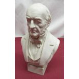 Robinson & Leadbeater Parian ware bust of W.E. Gladstone, H20cm