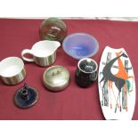 Selection of studio ware ceramics including Midwinters jug and bowl, Italian studio comport pot,