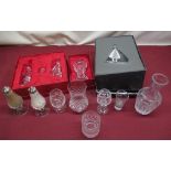Various glassware including boxed Waterford crystal contemporary Nativity scene, boxed Waterford