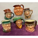 Collection of Royal Doulton character jugs including 'Mr Pickwick', 'Uncle Tom Cobbleigh' D6337, '