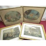 Pair of lithographs studies of children and pair of French coloured lithographs, max 34cm x 40cm (4)