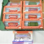 Eight 1:76 scale diecast models of British Routemaster double decker buses by Exclusive First