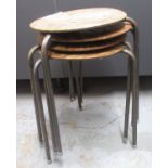 Set of four Retro circular topped three legged stools