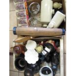 Selection various pottery, glass and stoneware collectables to include Ravenhead retro coolers,