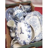 Various blue and white ceramics including Wood & Sons, Royal Doulton, Copeland Spode, etc