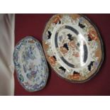 C19th Masons Ironstone polychrome meat plate and a Wood and Son meat plate