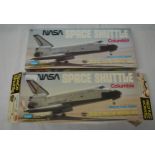 Two Guillow's space shuttle Columbia scale 1/77 model kits (one box missing its bottom but all