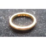 Hallmarked 22ct yellow gold wedding band by H.A, 22, Birmingham, size K, 3.3g