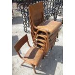 Set of six child's bentwood school style stacking chairs