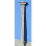 Late C19th painted pine fluted column pilaster with stepped capital, W24cm H140cm