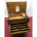 Edwardian golden oak correspondence box with hinged forward opening envelope compartment and