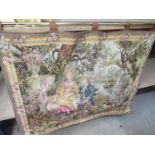 Franklin Mint Jardin de Amour tapestry by Marc Waymel, with gilt hanging rail and COA, W137cm H98cm