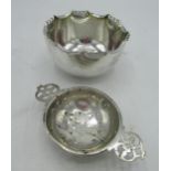 Geo.V hallmarked Sterling silver sugar bowl with folded and crimped edge, by James Dixon & Sons Ltd,