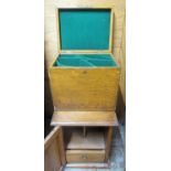 Victorian scrumbled pine silver case with fitted interior and Edwardian walnut cabinet divided