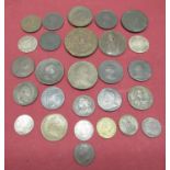 Collection of GB and Foreign coins, mostly C18th/19th copper incl. Cartwheel 1/2d, four silver,