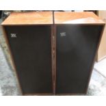 Pair of Wharfdale Triton 3 teak cased hi-fi speakers, W25cm D23cm H56cm