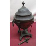 Small Regency style copper Samovar with brass tap on four supports with paw feet
