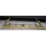 Edwardian brass fender with C scroll end supports W137cm D36cm H26cm