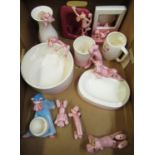 Pink Panther related ceramics including vases, mirror, soap dish, mugs, etc (11)