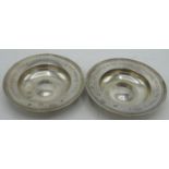 Pair of hallmarked Sterling silver dishes by JHO, London, 1973 with inscription "Diana Fordham