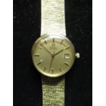 Omega Gents automatic 9ct gold cased wrist watch with date, two piece gold case on hallmarked