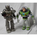 Buzz Lightyear (A/F) and a battery operated robot and Two I-Cybie robot dogs, one controller with