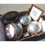 Collection of silver plated ware, including large tureen, pair of circular tureens and covers, other