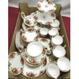 Comprehensive Royal Albert "Old Country Roses" tea service, for eight settings comprising teapot,